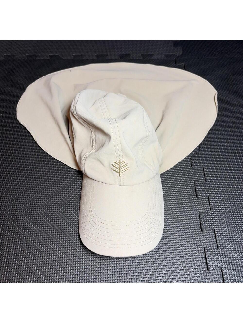 Coolibar UPF 50+ Floral Gardening Hat S/M Neck Drape Wide Brim Sun Protection